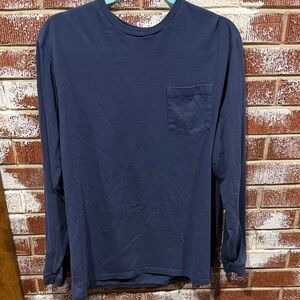 Vineyard Vines Logo Pocket Long Sleeve Tee Men's Deep Blue Size Large